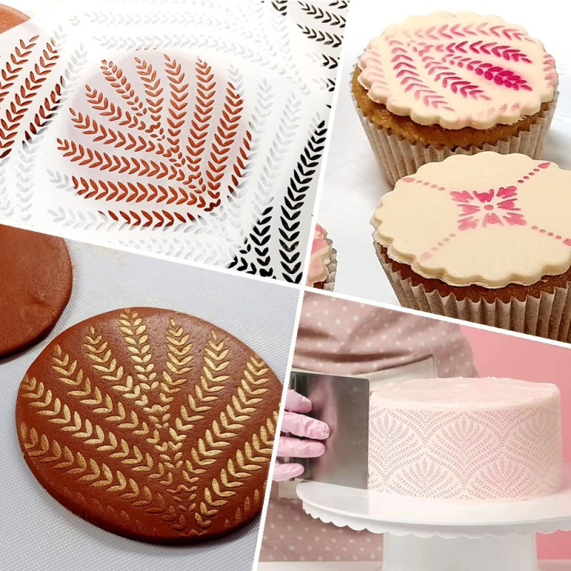 Set od 4 šablona za uzorkovanje svadbene torte, ponovo upotrebljiva šablona za dekoriranje kremom, DIY pečenje