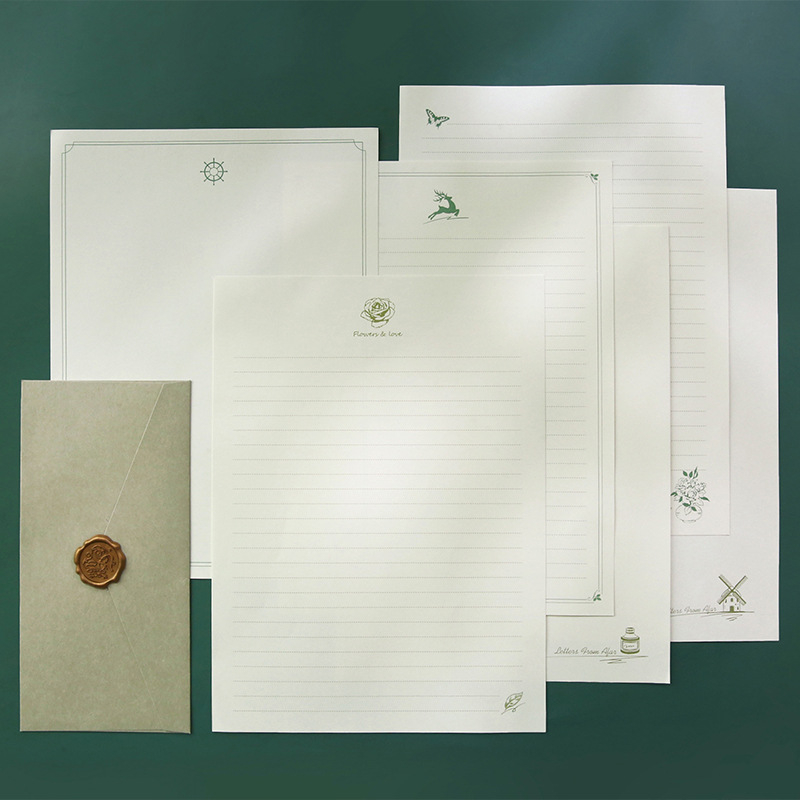 Vintage literarni papir za pisma – minimalistički stil, retro europski romantični dizajn, debeli premium papir, prazne stranice, 10 listova
