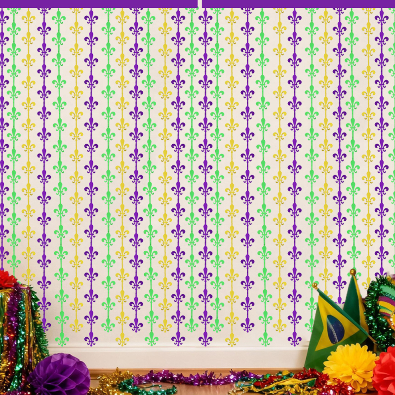 Zavjesa s resama za karneval i Mardi Gras dekoracije | PET materijal | rekvizit za uređenje prostora
