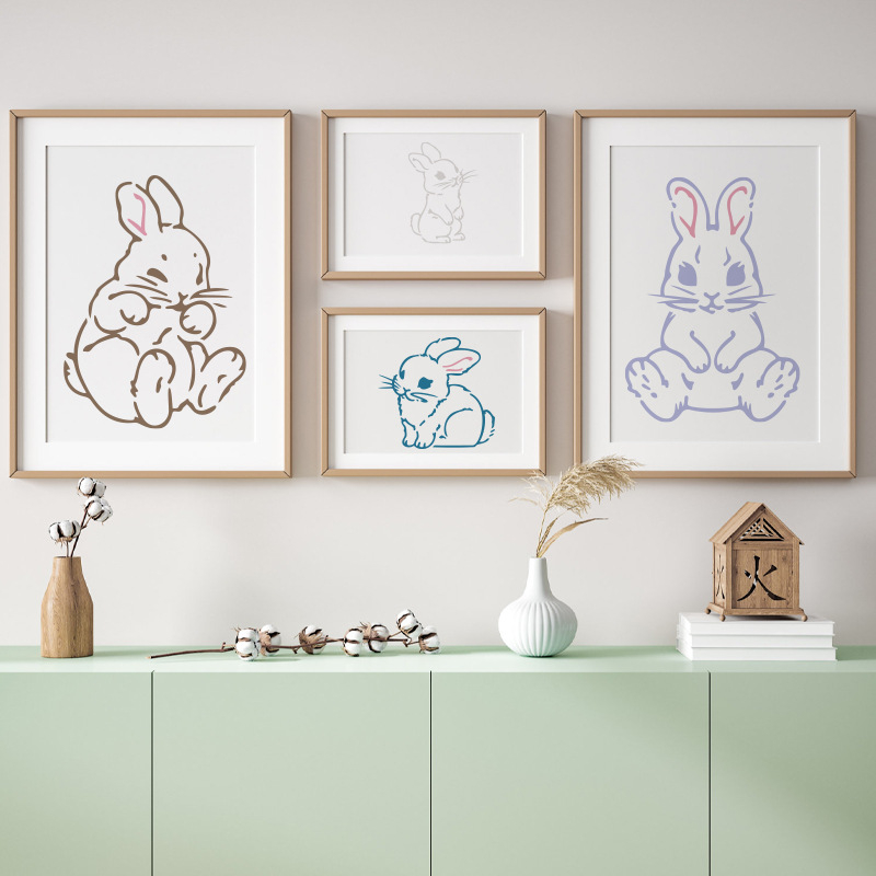 6 komada šablona za crtanje zeca – Šablone iz serije životinja za DIY grafite i preslikavanje | Materijal: PET; Nije uvezeno; Bez IP autorizacije