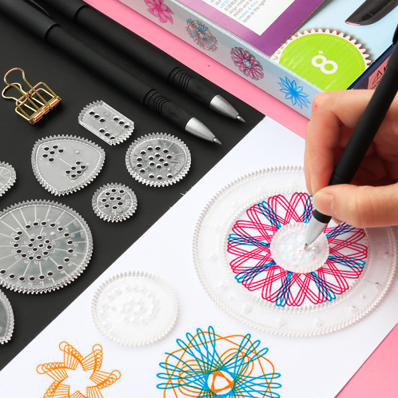 Višefunkcionalni set ravnala za djecu – edukativni kaleidoskop puzzle, čarobni kreativni set, šablone za ručno pisani novinski list i dječje crteže