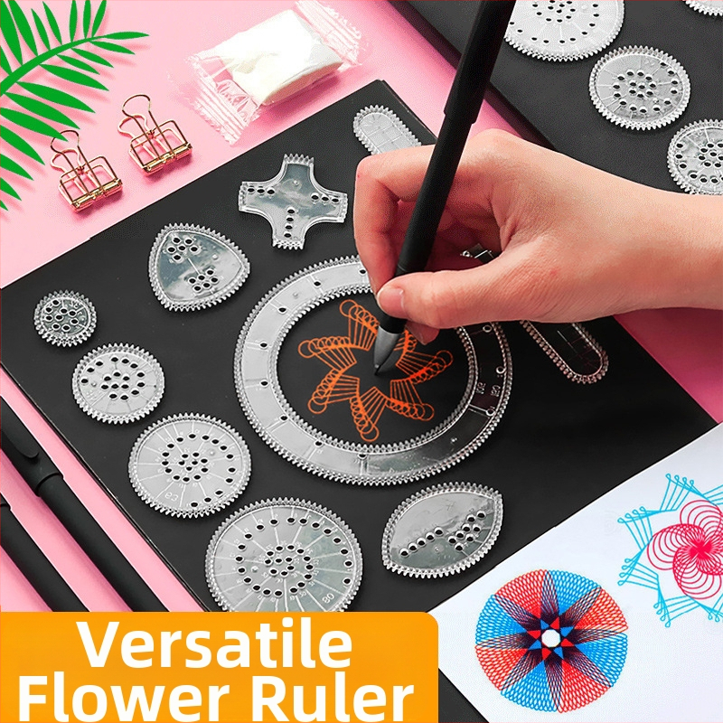 Višefunkcionalni set ravnala za djecu – edukativni kaleidoskop puzzle, čarobni kreativni set, šablone za ručno pisani novinski list i dječje crteže
