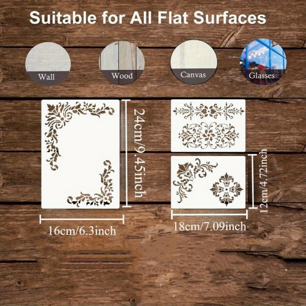 Retro Damaska kutni šablone set za DIY izrezanu sliku