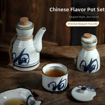Set posuda za začine Three-point Ceramic – japanski stil, keramički, tekući začini, prilagodljivo
