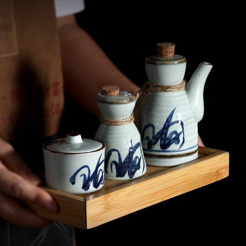 Set posuda za začine Three-point Ceramic – japanski stil, keramički, tekući začini, prilagodljivo