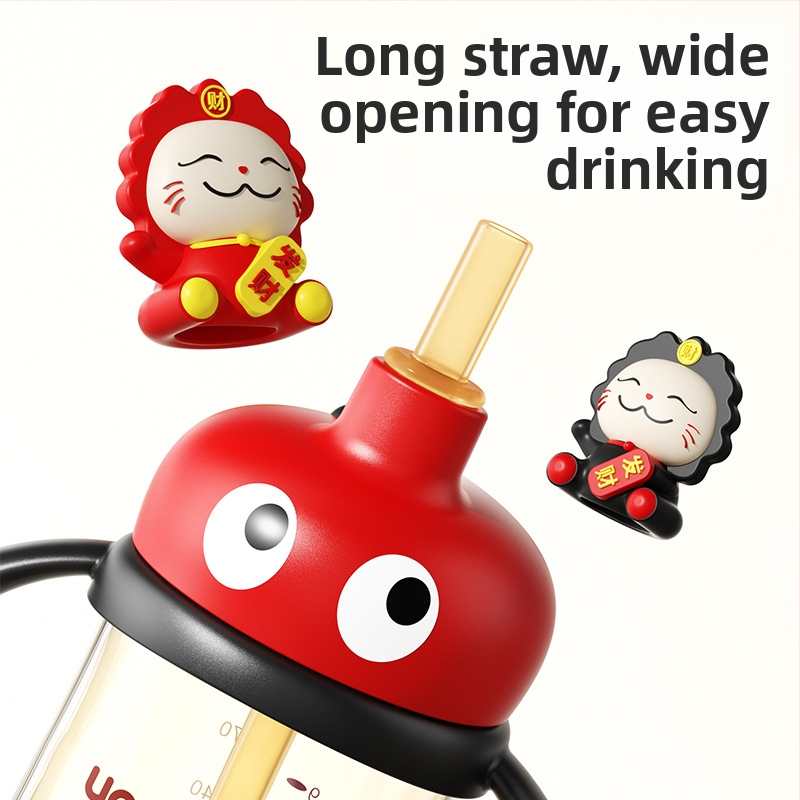 Royal Star PPSU Detská fľaša — Trojité použitie priameho pitia so slamkou, štvorcový tvar s držadlom, štandardný kaliber