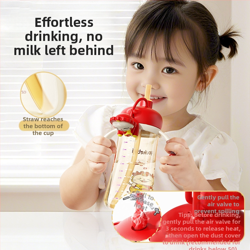 Royal Star PPSU Detská fľaša — Trojité použitie priameho pitia so slamkou, štvorcový tvar s držadlom, štandardný kaliber