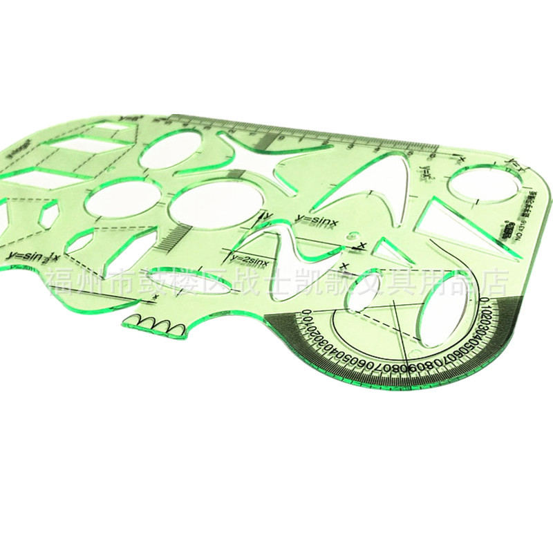 Golden Monkey četverodijelni set šablona za crtanje s ravnalom-šablonom — digitalni, geometrijski, ovalni i višefunkcionalni — modeli 06/07/15/16; plastični