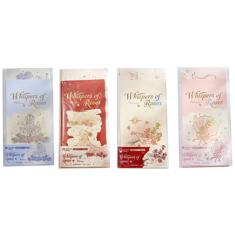 Rose Whisper serije set pisama i kuverti – Tema Željena ruža, Stil: kineska kuverta, Značka Mr.paper, Materijal papir