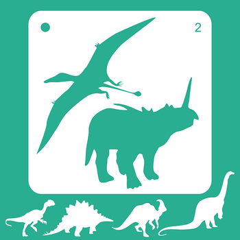 Šablona za crtanje dinosaura za DIY fotoalbume – plastika – Marka Boten – Provjera dostupna – Pogodno za dječje radionice i DIY projekte s fotoalbumom
