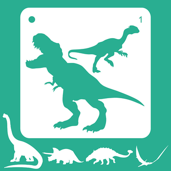 Šablona za crtanje dinosaura za DIY fotoalbume – plastika – Marka Boten – Provjera dostupna – Pogodno za dječje radionice i DIY projekte s fotoalbumom