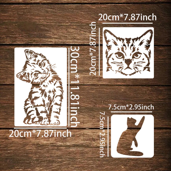 Šablone za crtanje mačaka izrezane – 14 komada, PET materijal, bez uvoza, IP ovlaštenje: Ne