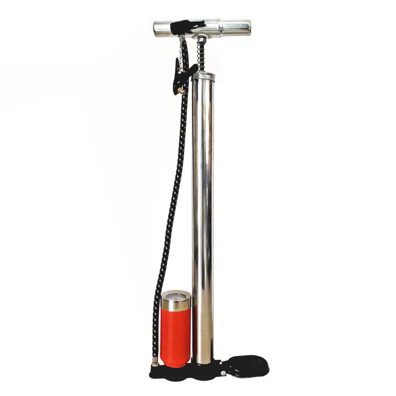 Sepas vintage ručna pumpa od nehrđajućeg čelika s manometrom za bicikl — tijelo od željeza, 0.8 kg