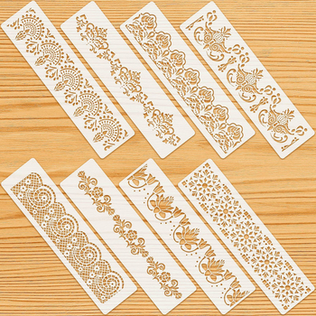 Set de 8 șabloane Taravera pentru pictarea bordurilor florale, șabloane reutilizabile pentru decorarea pereților, PET material