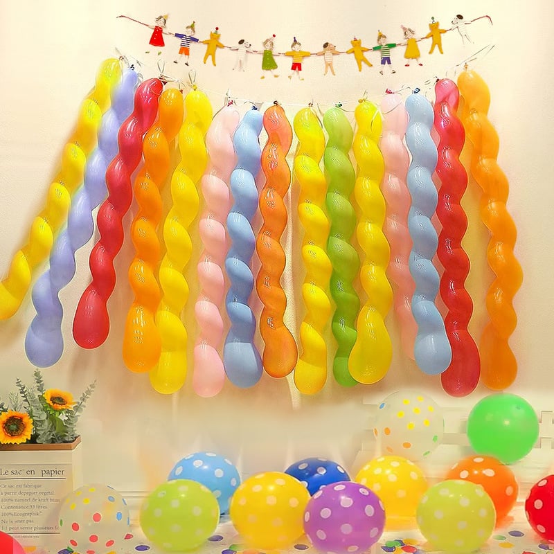 Spiralni lateks balon za ukras, 1.8 g, oblik magične trake, s tiskanim logom
