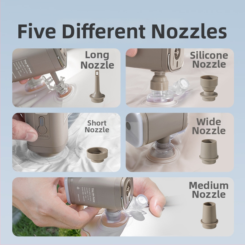 Αυτοκινητόδρομια ηλεκτρική αντλία αέρα για εξωτερικό κάμπινγκ και οικιακή χρήση, φορητή αντλία για φούσκωμα/αναρρόφηση στρωμάτων αέρα, USB επαναφορτιζόμενη, 70 L/min, ψηφιακή οθόνη