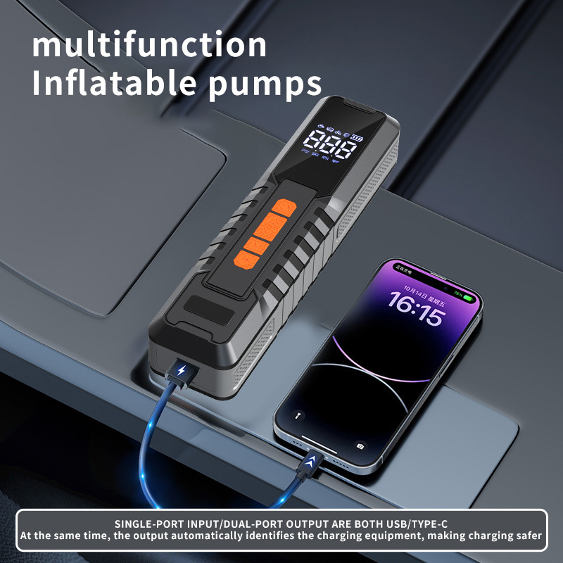 Έξυπνη Ασύρματη Αντλία Αυτοκινήτου με Ψηφιακή Οθόνη και Φωτισμό – 12V, USB τροφοδοσία, ροή αέρα 35 L/min, μετρητής πίεσης ελαστικών