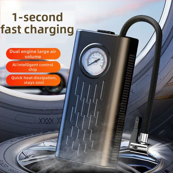 Pompa de aer portabilă pentru mașină, fără fir, cu afișaj indicator, 120 W, 240 V, reîncărcabilă, cablu de alimentare 50 cm, furtun 22 cm, debit de aer 30 L/min