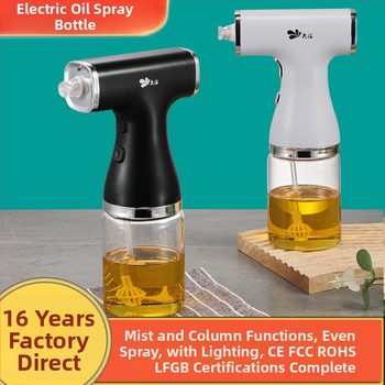 Sticlă electrică de spray ulei cu sticlă borosilicată înaltă, control al uleiului, spray atomizat pentru grătar în aer liber și bucătărie de acasă