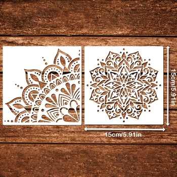 Șablon de pictură mandala pentru plăci, piatră și pereți, cu motiv de stropire a florilor și riglă