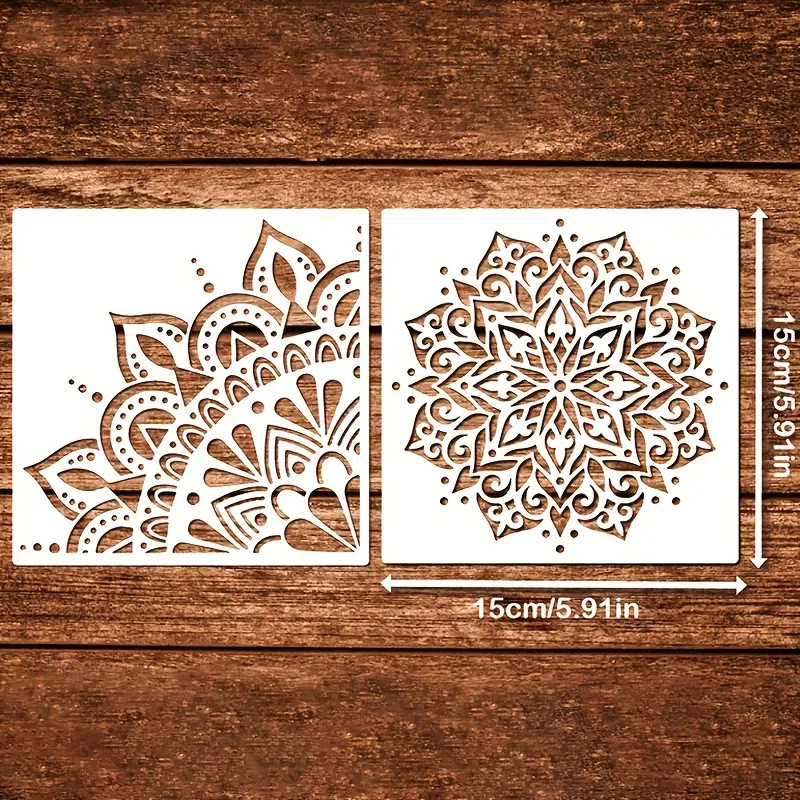 Șablon de pictură mandala pentru plăci, piatră și pereți, cu motiv de stropire a florilor și riglă