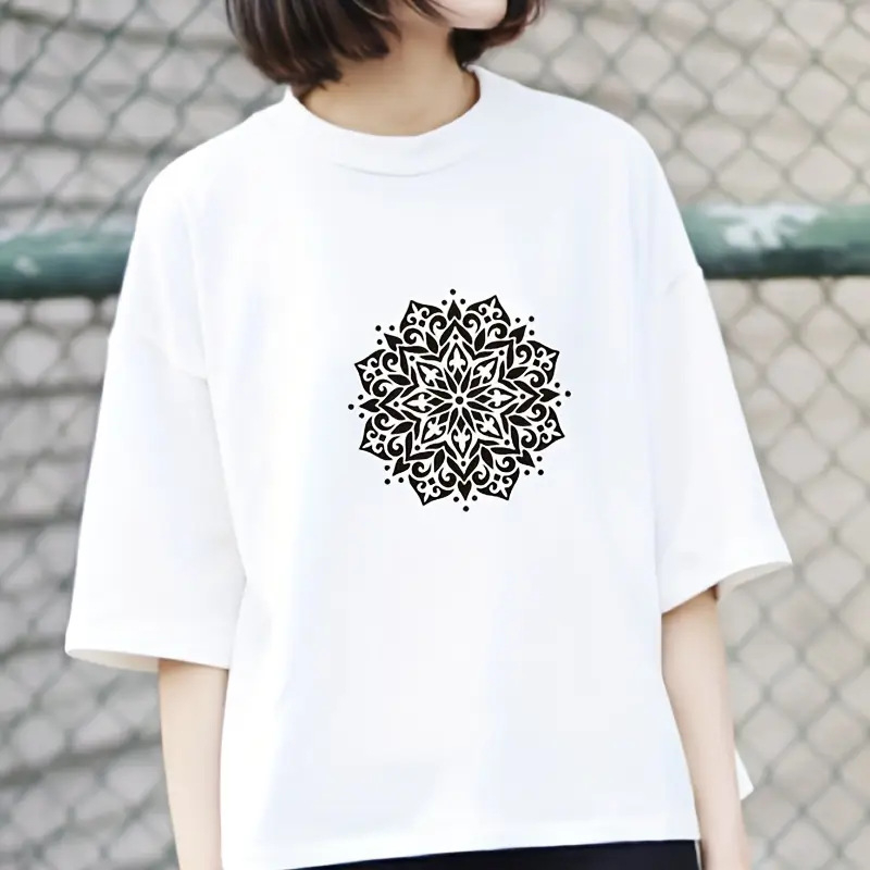 Șablon de pictură mandala pentru plăci, piatră și pereți, cu motiv de stropire a florilor și riglă