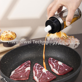 Recipient de ulei cu funcție dublă: turnare și pulverizare, acrilic, design cu apăsare pentru control sănătos al uleiului, potrivit pentru utilizare acasă și grătar în aer liber
