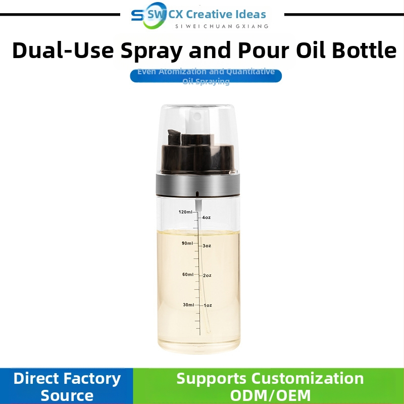 Recipient de ulei cu funcție dublă: turnare și pulverizare, acrilic, design cu apăsare pentru control sănătos al uleiului, potrivit pentru utilizare acasă și grătar în aer liber