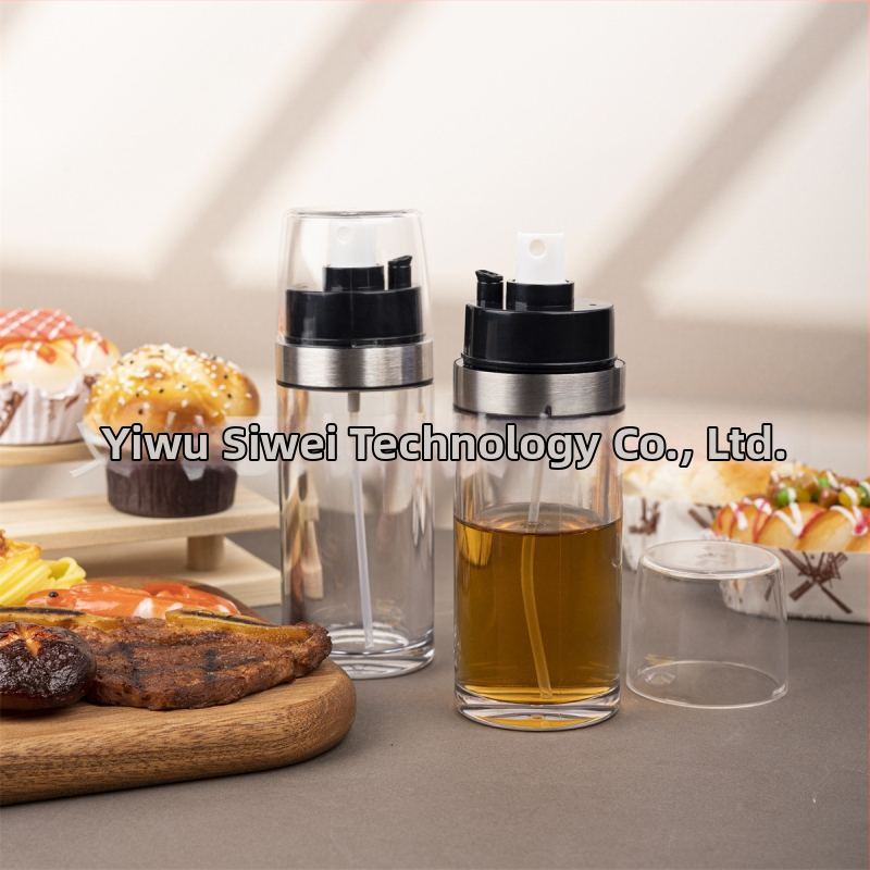 Recipient de ulei cu funcție dublă: turnare și pulverizare, acrilic, design cu apăsare pentru control sănătos al uleiului, potrivit pentru utilizare acasă și grătar în aer liber