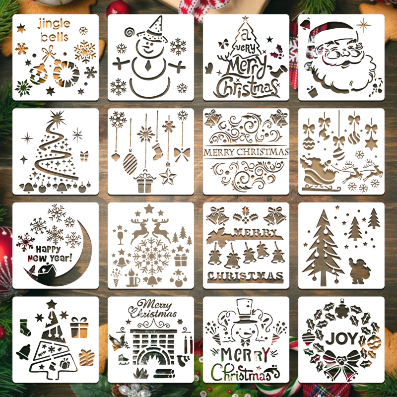 DIY șablon pentru pictură pentru copii și matriță de frecare pentru decorațiuni de Crăciun – Owkjasw, plastic, marcă privată, drepturi IP neautorizate, import interzis