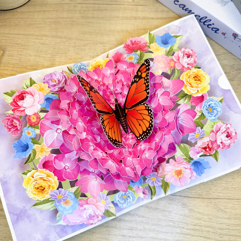 Carte de felicitare cu design 3D de fluture, lucrată manual, material Jam, stil simplu modern.