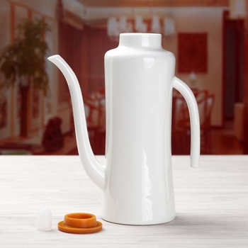 Recipient ceramic pentru ulei, cu capac din silicon și gură lungă, pentru sos de soia și condimente, protecție împotriva prafului și insectelor