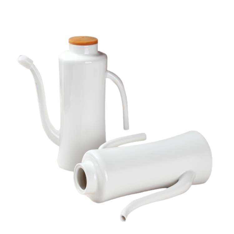 Recipient ceramic pentru ulei, cu capac din silicon și gură lungă, pentru sos de soia și condimente, protecție împotriva prafului și insectelor