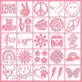 Șablon de pictură Peace and Love – șablon DIY perforat pentru pulverizare, material PET, IP autorizat pentru artă și creație culturală, IP nume Lu zuodengzi-2025-f-00248270