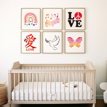 Șablon de pictură Peace and Love – șablon DIY perforat pentru pulverizare, material PET, IP autorizat pentru artă și creație culturală, IP nume Lu zuodengzi-2025-f-00248270