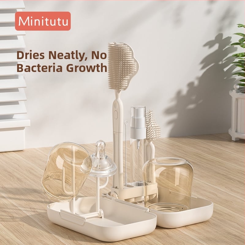 Minitutu портативен комплект за почистване на бебешки бутилки със силиконова четка и кутия за съхранение за пътуване