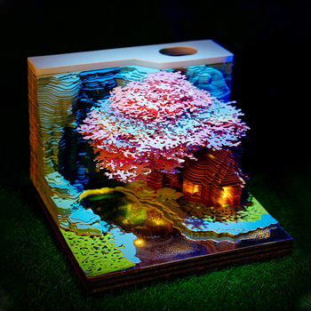 Set de notițe 3D Tree House cu tema Flower and Fruit Mountain — stil cărămidă de hârtie, note despărțibile, cadou decorativ, Kailin, IP autorizat