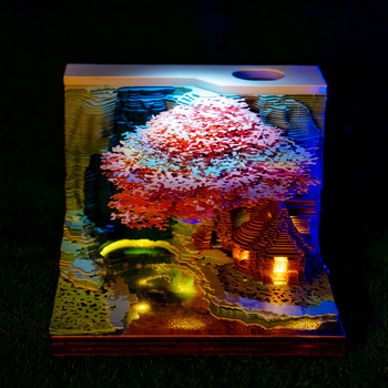 Set de notițe 3D Tree House cu tema Flower and Fruit Mountain — stil cărămidă de hârtie, note despărțibile, cadou decorativ, Kailin, IP autorizat