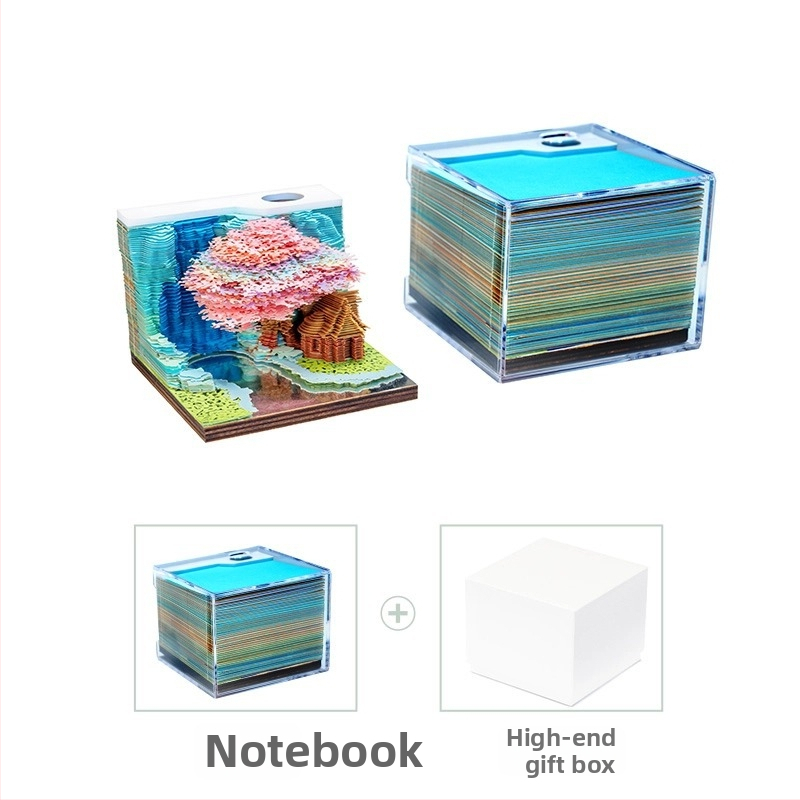 Set de notițe 3D Tree House cu tema Flower and Fruit Mountain — stil cărămidă de hârtie, note despărțibile, cadou decorativ, Kailin, IP autorizat