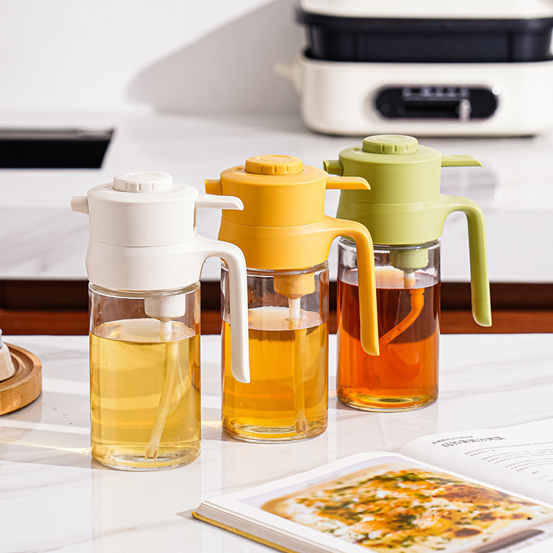 Sticlă de ulei din sticlă cu dozare automată – design modern minimalist, brand Friendly Wealth