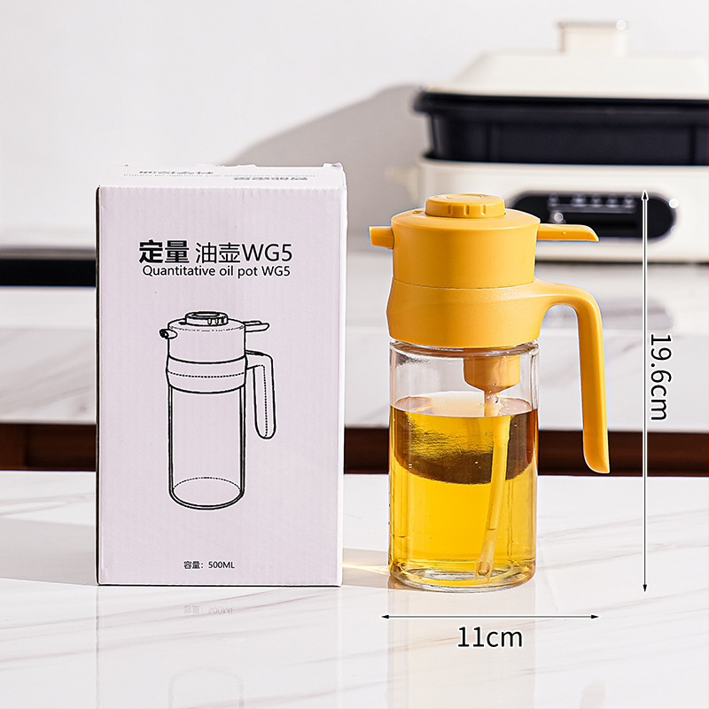 Sticlă de ulei din sticlă cu dozare automată – design modern minimalist, brand Friendly Wealth