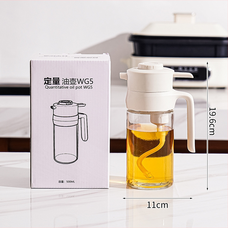 Sticlă de ulei din sticlă cu dozare automată – design modern minimalist, brand Friendly Wealth