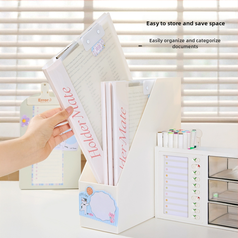 Organizator pentru coli de test cu clips dublu puternic, din plastic, compatibil cu formatele A4–A3, clemă de dimensiune A4, imprimarea siglei disponibilă