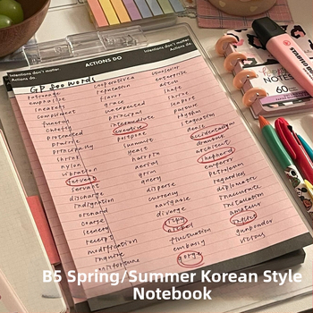 Caiet în stil coreean cu desene animate – hârtie groasă pentru notițe, linii orizontale, vocabular pentru studiu