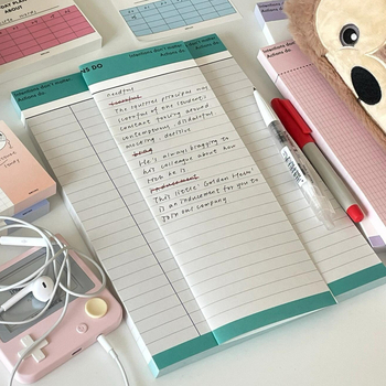 Caiet în stil coreean cu desene animate – hârtie groasă pentru notițe, linii orizontale, vocabular pentru studiu