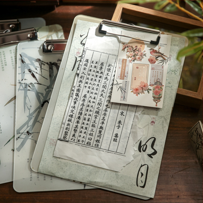 Clipboard acrilic cu clemă, stil Guofeng, pentru elevi și birou, 220×310 mm (A4), Mr.paper