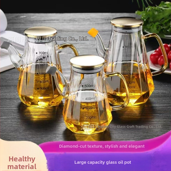 Recipient de ulei din sticlă borosilicată cu capac, design diamant, etanș, anti-aderent