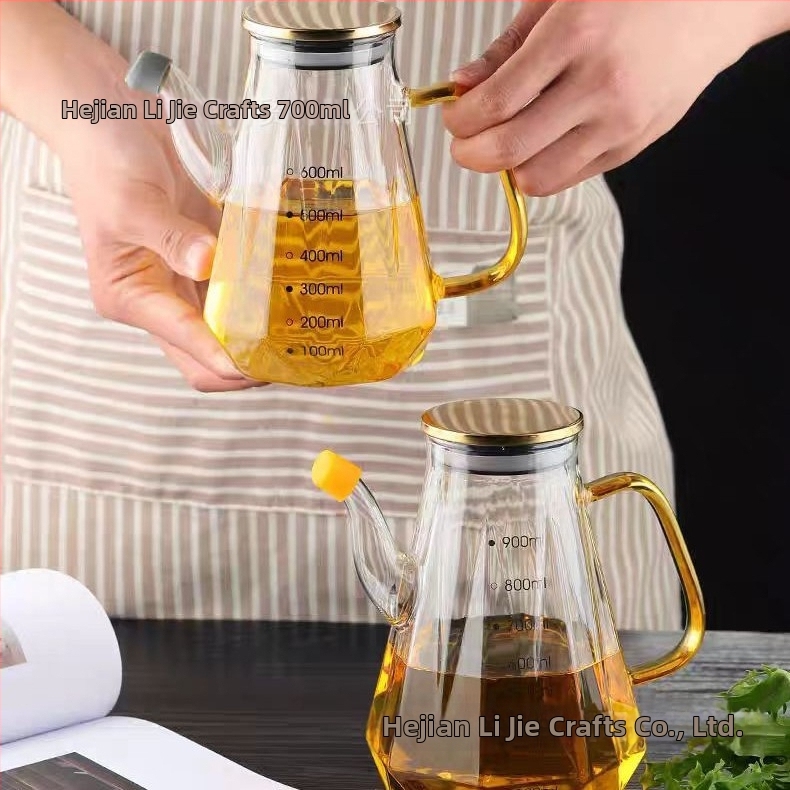 Recipient de ulei din sticlă borosilicată cu capac, design diamant, etanș, anti-aderent