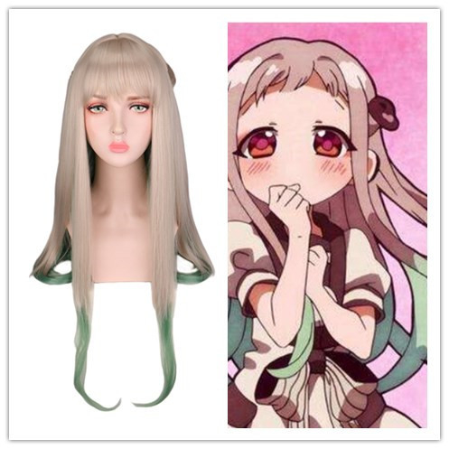Perucă pentru cosplay SQ-QY096: păr lung, buclat, cu breton în centru, fibre rezistente la căldură, poate fi vopsită