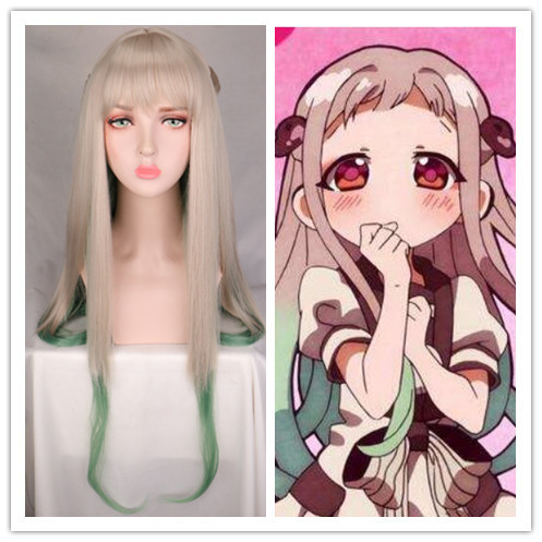 Perucă pentru cosplay SQ-QY096: păr lung, buclat, cu breton în centru, fibre rezistente la căldură, poate fi vopsită
